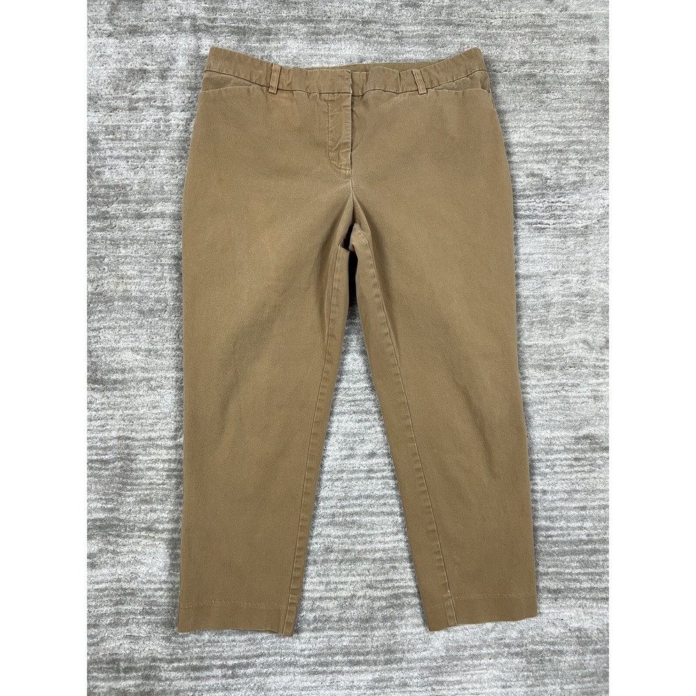 Worthington Pants Women 10 Tan Slim Ankle Slim Fit Mid Rise Tapered Khaki Chino